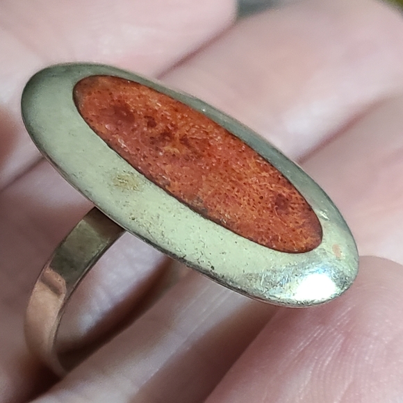 Vintage native navajo spiny oyster sterling silver ring adjustable sz 7 8 9 10 - Picture 8 of 14